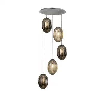 Подвесная люстра Ovila дымчатый/янтарный 5L 60X60X160 CM