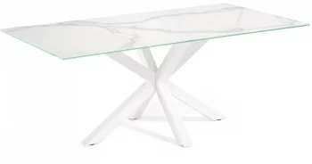 Стол Arya 200X100X77 CM белые ножки керамическая столешница под мрамор
