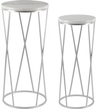 Столики с белым мрамором Nuce 26X26X62 / 33X33X72 CM