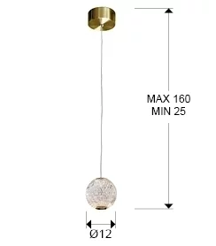 Подвесной светодиодный светильник Austral LED 1L Ø12 золото 12X11 CM