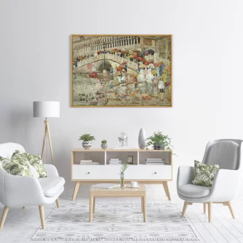Постер на холсте Umbrellas in the Rain 105X75 CM