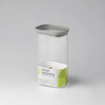 Банка для хранения прямоугольная vacuum glass, 1,5 л, светло-серая