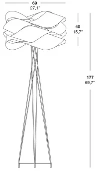 Торшер из натурального шпона Link 69X177 CM оранжевый