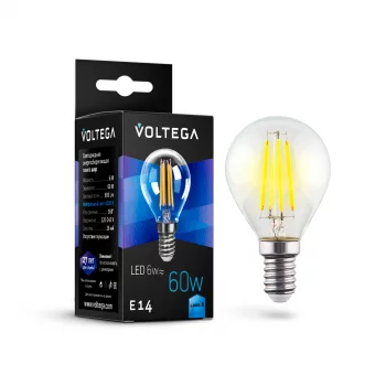 Светодиодная лампа Voltega Crystal Шар E14 6Вт 4000K
