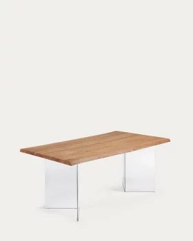 Стол Lotty из шпона дуба с натуральной отделкой и стеклянными ножками 160X90 CM