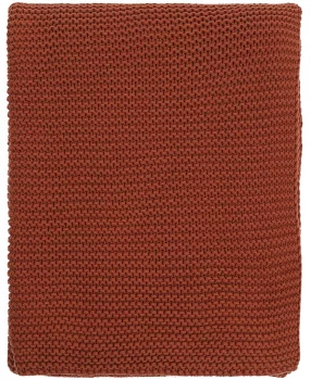 Плед из хлопка жемчужной вязки Essential 130X180 CM терракотового цвета