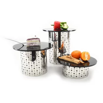 Подставка фуршетная стойка d 20 см h20 см круглая нерж. + блюдо акрил P.L. Hotelware