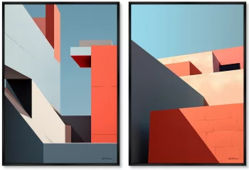 Набор из двух постеров на холсте City morning geometry 75X105 / 75X105 CM