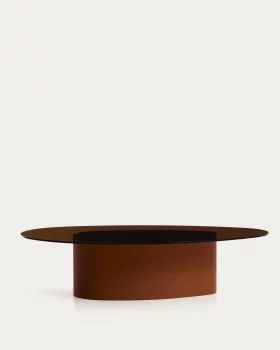 Журнальный стол Olir из закалённого стекла и коричневой стали 140X81X35 CM