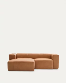 Диван-кровать Blok из коричневой кожи, левый шезлонг 240X174X69 CM
