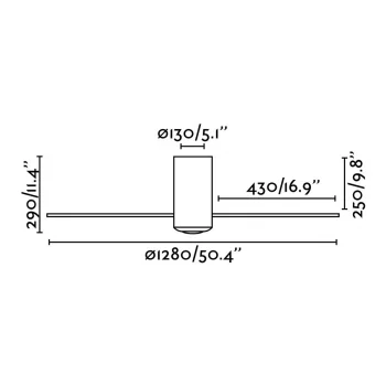 Вентилятор потолочный Mini Tube 128X128X29 CM black/transparent
