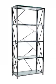 Стеллаж из прозрачного и тёмного хромированного стекла 35X80X180 CM