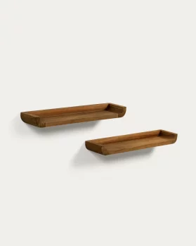 Набор из 2 полок из массива тика с ореховой отделкой Shamel 50X12X5 CM