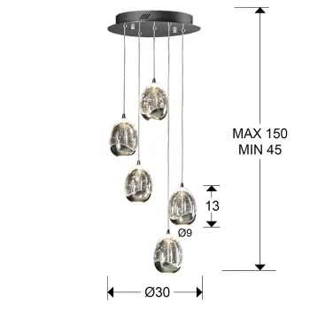 Люстра Rocio LED 5L DIM хром 30X30X80 CM