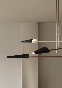 Люстра Bion 6L золотая с черными абажурами 150X275 CM