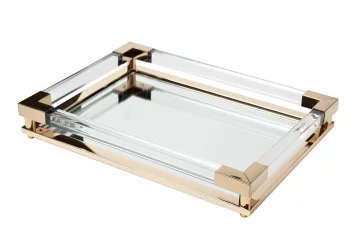 Декоративный поднос с зеркальным основанием, золотистый 40X30X5 CM