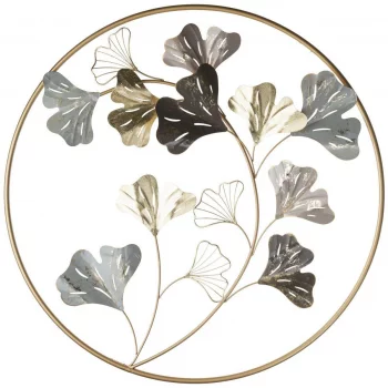 Панно с коваными из стали листьями Leaves Ø79 CM