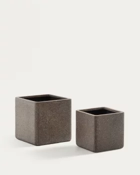 Набор из 2 кашпо Minoa с эффектом коричневого камня 44X44 CM