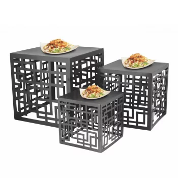 Подставка фуршетная стойка 15,5*15,5 см h15,5 см квадрат матовая Black перфорация металл P.L. 