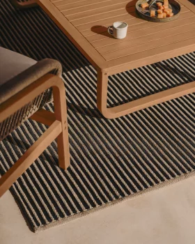 Полосатый ковёр Satanca бежево-чёрный из синтетических волокон 160X230 CM