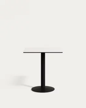 Уличный стол Esilda белый с металлической ножкой в чёрной окраске 70X70X70 CM
