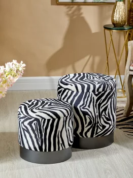 Набор из двух пуфов Zebra 40X40X45 / 35X35X34 CM