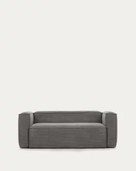 Трёхместный диван Blok в сером цвете, вельвет с широким рубчиком 240X100X69 CM