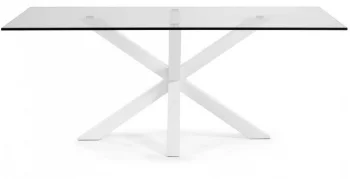 Стол Arya 200X100X77 CM белые ножки со стеклянной столешницей