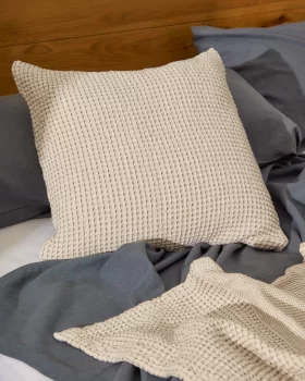 Комплект из 2 жаккардовых подушек в синюю полоску из 100% хлопка Mabile 50X50 CM