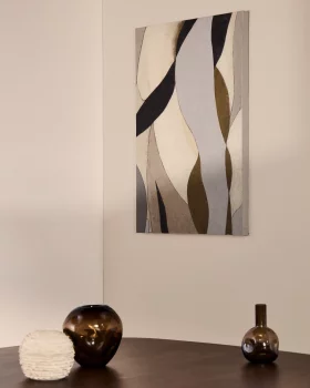 Абстрактный холст Marvilo серо-горчичных оттенков 60X90 CM