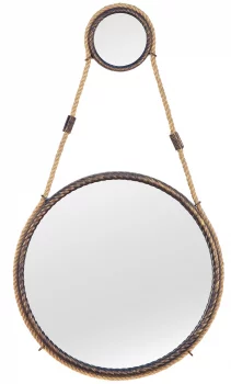Зеркало на ремне в стальной раме Loft Gold Ø49 CM