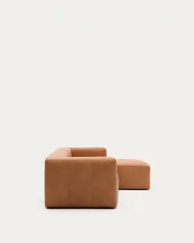 Трёхместный диван Blok из коричневой кожи, правый шезлонг 300X174X69 CM