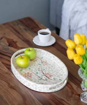 Поднос декорированный раковинами устриц Vusong 33X24X4 CM