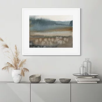 Постер Symphony of autumn lake in the fog 52X42 CM