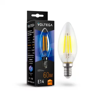 Светодиодная лампа-свеча Voltega Crystal 6Вт (≈60Вт) 2800K