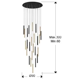 Подвесной светильник Varas 25L черный/золотой 90X90X300 CM