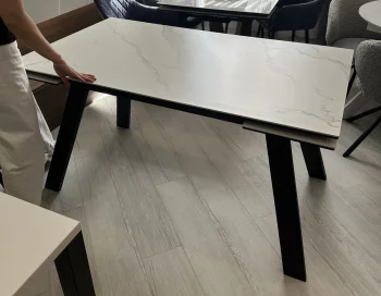 Раскладной стол МОРИС-2 140 MATTE белый мрамор 140X80X76 CM
