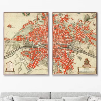 Диптих Map of Paris 75X105 / 75X105 CM