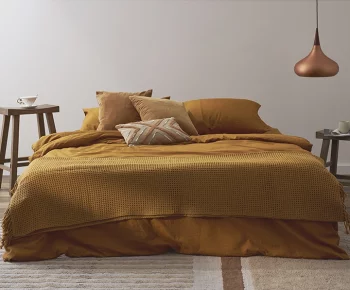 Комплект белья изо льна и хлопка Essential 150X200 CM цвета карри