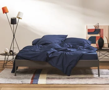 Комплект постельного белья из сатина Essential 150X200 CM тёмно-синего цвета