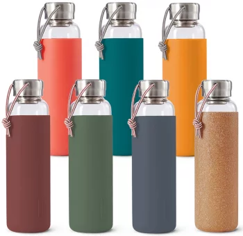 Бутылка для воды стеклянная 600 ml коралловая