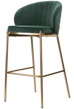 Стул барный Coral 50X49X105 CM тёмно-зелёный велюр