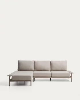 Алюминиевый трехместный диван с левым шезлонгом Vathi, тауп 250X159 CM