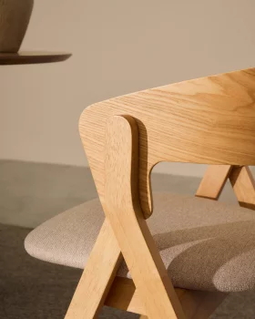 Стул Godia из шпона ясеня с натуральной отделкой и бежевой шенилью 56X55X76 CM