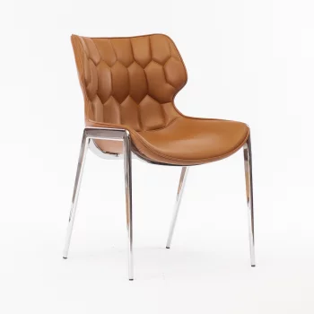 Стул Найроби светло-коричневая экокожа хромированные ножки 53X63,5X82 CM