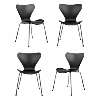 Комплект из 4 стульев Seven Style, чёрный, с хромированными ножками 48X53X80 CM