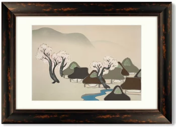 Village with cherry blossoms 71X51 CM