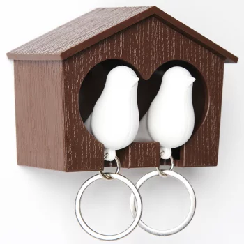 Держатель+брелок для ключей двойной sparrow коричневый/белый