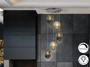 Подвесная люстра Ovila дымчатый/янтарный 5L 60X60X160 CM