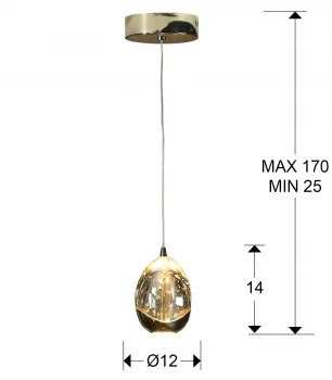 Подвесной светильник Rocio 1L LED золотой 12X14 CM